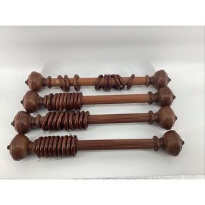 Vintage 4 Wooden Curtain Rods 22 Inches Total Length Curtain Rod Diameter 1 Inch